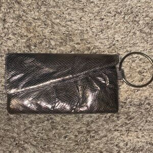 Aldo Silver Textured Clutch with Ring Handle